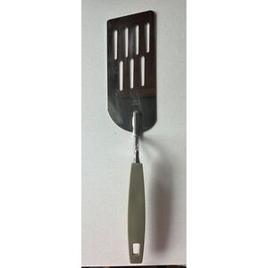 Ekco Long Angled Blade Slotted Spatula‎ Chromium Plated Green Handle Vintage